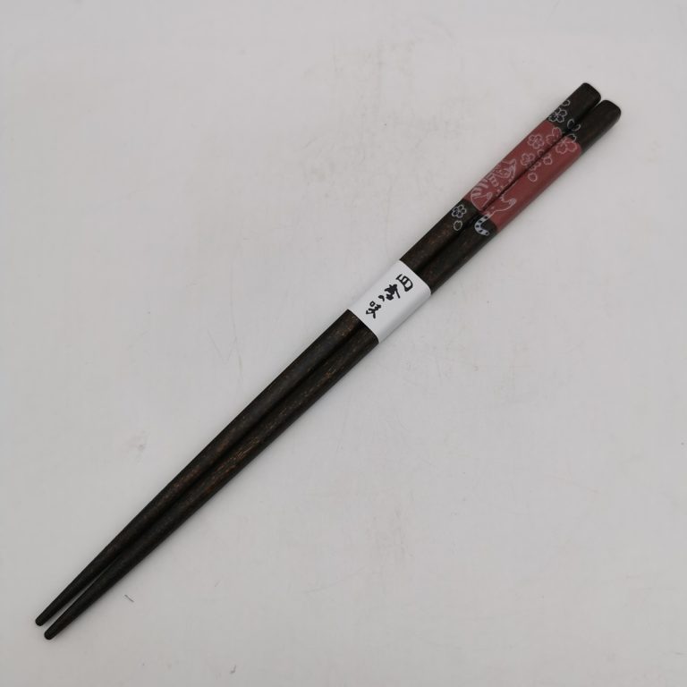 Hashi, bacchette giapponesi rosa in legno con gattini 23cm